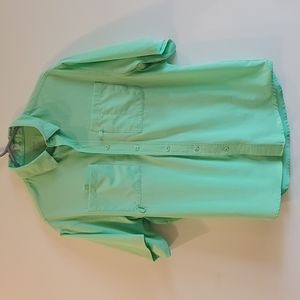 Reel Legends Shadester Fishing Outdoor Button Down Vented Back Shirt Lt Green S